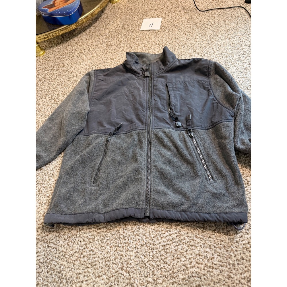 PJ Mark Vintage Fleece Jacket Mens Medium Gray Black Tactical Full Zip
